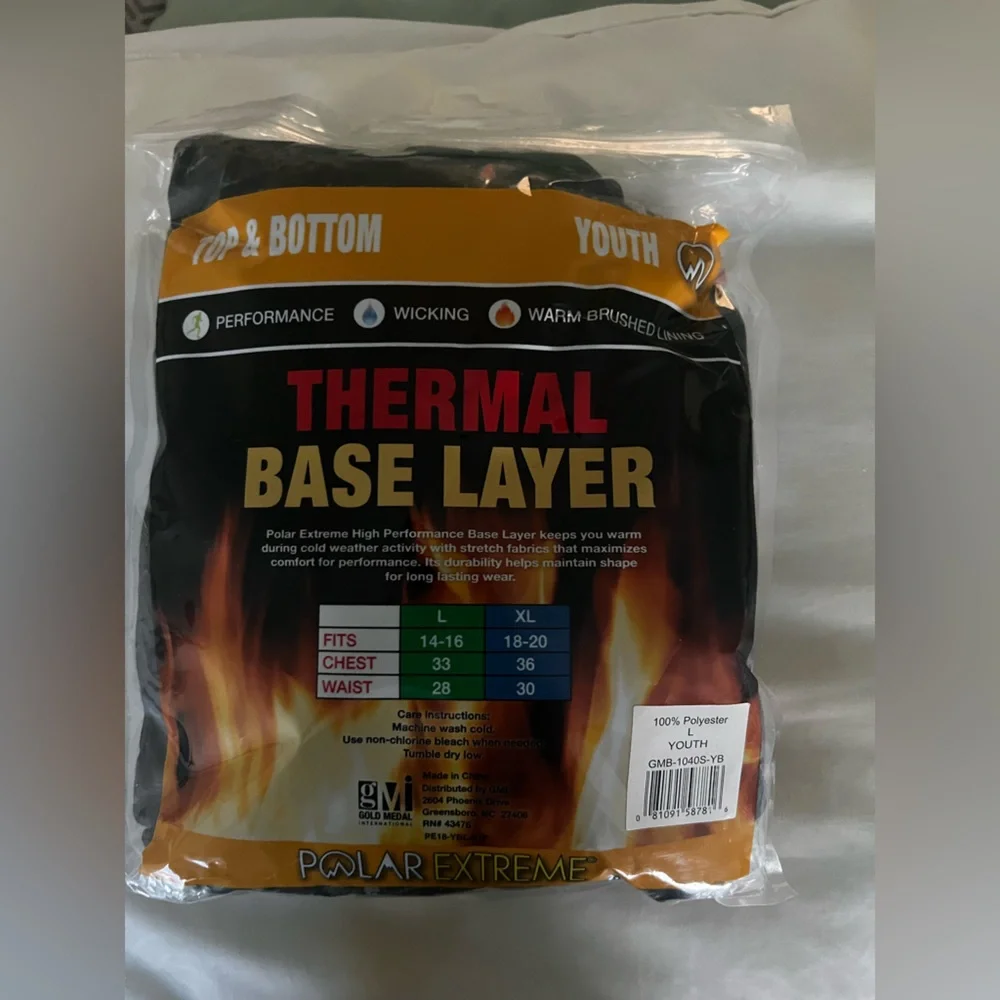 Black Thermal Base Layer Set Long Underwear. Youth Large. 14/16 - Picture 2 of 4